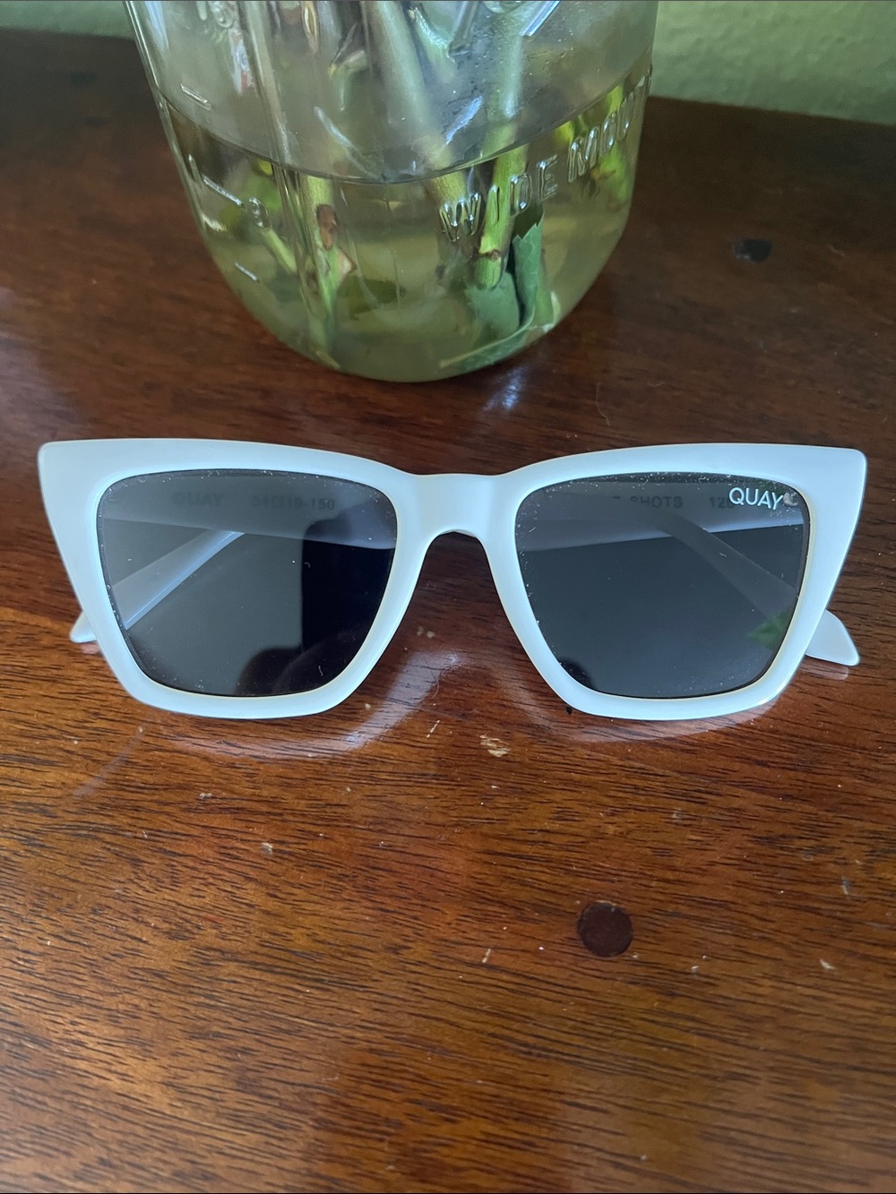 Quay Australia White Square Sunglasses with Black Lenses